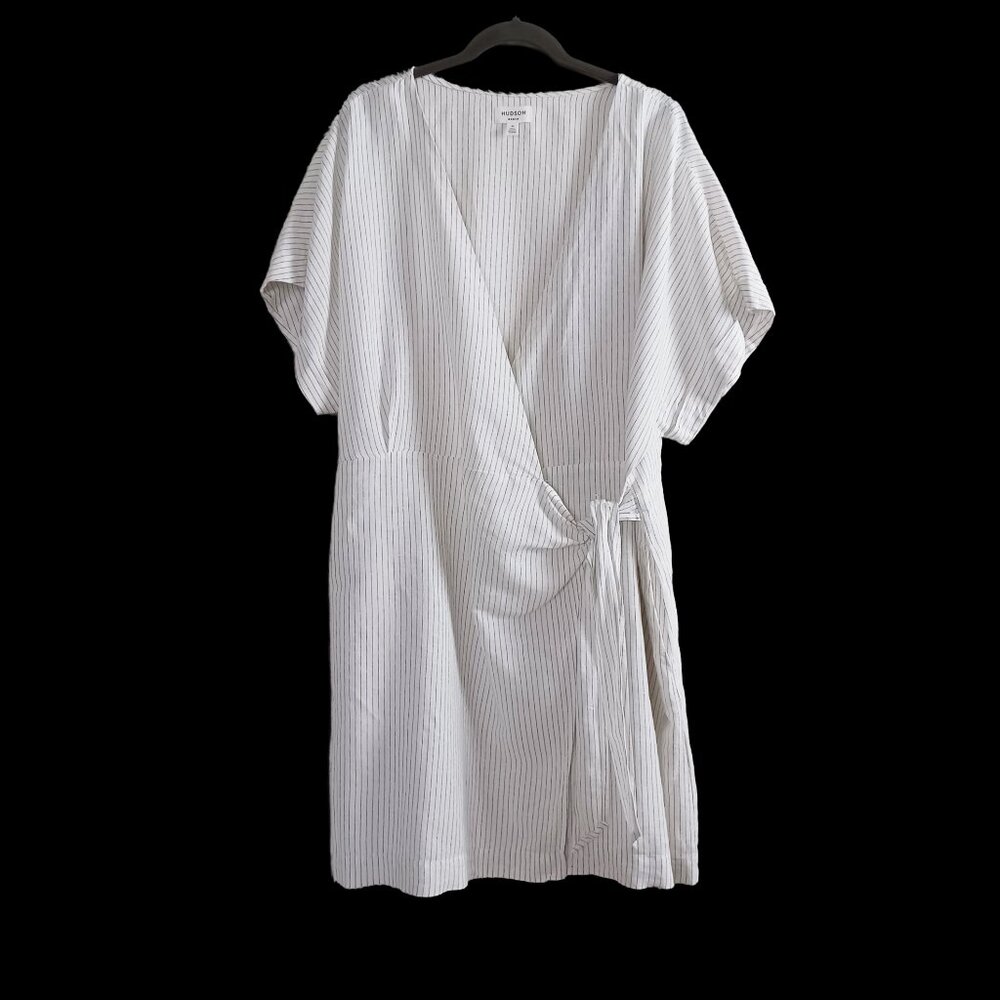 Hudson North Linen-Cotton Striped Wrap Dress